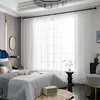 Curtain Striped Solid White Tulle Sheer Window Curtains For Living Room The Bedroom Modern Voile Organza Fabric Drapes