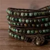 Bracelets de charme feitos à mão turquesas africanas 5 linhas Wrap Bracelet Boho Stone Natural Couro menina ioga Jóia de joalheria Drop Grop Grop Drop