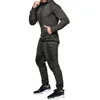 Vêtements de sport à la mode hommes manteau pantalon ensemble à capuche couleur unie Slim Fit deux pièces costume pantalons de survêtement pour Jogging