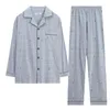 Мужская одежда для сна хлопок пижама для мужчин 2 кусочки лаунж пижамы клетчатая клетчатая клетчатая клетчатая весенняя домашняя одежда мужская пижама набор