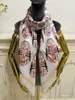 women's square scarf scarves 100% twill silk material white pint letters pattern size 130cm - 130cm
