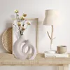 Vases Nordic Ceramic Vase Snuggle Set Flower Pot Circular Hollow Donuts Hydroponic INS Home Living Room Desktop Decoration