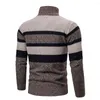 Herrtröjor Autumn Zipper Up Cardigan Men's tröja Långärmad stickad avslappnad Turtleneck män Slim Fit randiga hoppare plus storlek 3XL