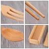 Servis uppsättningar Vogvigo Beech Spoon Chopsticks Fork Box Custom Gravering av fyrkantig handtag kinesisk japansk stiluppsättning med bambufodral