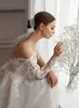 Elegant A-line Wedding Dresses V-Neck Transparent Sleeves with Applicant Zipper Lace Up Draped Court Gown Dress Custom Made Plus Size Bridal Dress Vestidos De Novia