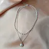 ペンダントネックレスシンプルな天然淡水真珠の鎖骨のネックレス
