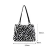 Sacs de soirée Tendance Zèbre Rayures Vache Motif Imprimer En Peluche Sac À Bandoulière Femmes Automne Hiver Mode Casual Grande Capacité Shopper Sacs À Main