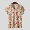 Men's Casual Shirts Black Button Shirt Men S Big And Tall Floral Men's Printed Plus Size Short-Sleeved Long Scrub Top Cotton Short