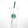 DHL Syrenka Bogini Starbucks 24 unz/710 ml plastikowe kubki Tubbler wielokrotne użycie przezroczyste picie płaskie dolne filarze Kształt Słaska SS1230