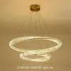 Chandeliers Led Crystal Chandelier 현대 둥근 거실 램프 식당 침실 교수형 조명기구를위한 조명 조명