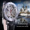 CWP 2021 Forsining Watch Bracelet مجموعة Silver Sildon Headon Red Hand Black Genuine Leather Watches Watches Men Transpren305k