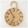 Wall Clocks Ins Round Hanging Digital Silent Clock Home Decor Simple Nature Wood Decoration