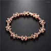 Lien Bracelets Rose Plaqué Or Coloré CZ Zircon Fleur Bracelet Pour Femme De Mariée Esthétique De Luxe Bling Bijoux De Mariage Avec Boîte-Cadeau