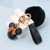 PU cuir souris porte-clés pompons en peluche voiture sac porte-clés gland pendentif breloque porte-clés porte-clés pour hommes femmes mode cadeau