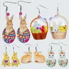 2023 Acrylic Easter Basket Eggs Bunny Rabbit Earrings Drop Dangle Jewelry Gifts for Women Girls Funny Party Decoration