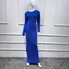 Etnisk kläder Casual Women Muslim Long Dress 2022 Arab Turkish Islam Slim Elasticity Pullover O-Neck High midjeklänningar Fashion