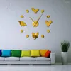 Horloges murales Ferme Poulet et œufs frais DIY Grande horloge Ferme Décor rustique Cuisine sans cadre Montre Miroir Autocollants