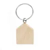 Stock Beech Wood Keychain Party Favors Blank Personalized Customized Tag Name ID Pendant Key Ring Buckle Creative Birthday Gift 1230