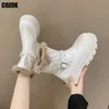 Boots Rivet Platform Snow Woman Winter 2022 Round Toe Plush Keep Warm Comfort Black Shoes Women Zipper Fashion Mid-calf 221215