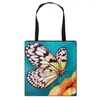 Kvällspåsar Vackra målning Butterfly / blommor tryck Totes Bag Portable Women Tote Casual Shoulder Travel Ladies Shopping Gift