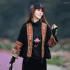 Etnisk kläder Kinesiska jacka Kvinnor broderier Cardigan Autumn Winter Style Patchwork Oriental Tang Suit Traditionell Vintage Short Coat