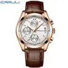 Relogio Masculino 2018 New Crrju Sport Chronograph Mens Watch Top Brand Luxury Leather Водонепроницаемые даты Quartz Watch Man Clock297o