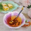 Kubki Kreatywny kwiat ceramiczny kubek z spodkiem łyżką kawy Zestaw herbaty woda woda kubka kubek mleko dekoracyjny prezent
