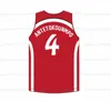 Retour personnalisé Antetokounmpo #4 Filathlitikos B.C. Maillot de basket-ball blanc et rouge cousu avec n'importe quel nom et numéro, taille S-4XL