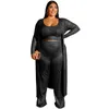 Tracksuits 3 Piece Outfits For Women Plus Size Long Cardigan Vest Blusas And Trouser Matching Sets African Clothes Tallas Grandes Mujer 5XL