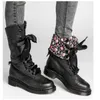 Laarzen nieuwe mid-kalf herfst winter niet-slip platte schoenen vintage sexy steampunk lederen mode retro buckle dames sneeuw 221215