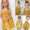 Flicka klänningar söta baby flickor sommar sundress bowknot short mini väst klänning småbarn barn bomull casual ärmlös outfit redwellowell