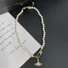 Aristocrats Planet Pendant Designer Pearl Necklace Fashion Paper clip Pendant Love Jewelry
