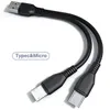 2 I 1 Typ C Micro USB -kabel Mobiltelefon Fast Charger Cable Två enheter Splitter Micro USB C -tråd för Samsung S21 Xiaomi MI 11