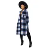 Designer Plaid Shirts Plus size 3XL Women Fall Winter Clothes Long Sleeve Checked Blouses Long Style Cardigan Fashion Outerwear Streetwear Wholesale Clothes 8267