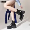 Bottes cristal plate-forme femmes Chelsea nouveau Punk cheville femme fermeture éclair talons épais pompe dames Style de rue chaussures bande élastique 221215