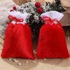 Borsa per decorazioni natalizie Velluto rosso Coulisse Albero di Natale Sacchetti regalo Navidad Anno Candy 2022