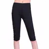 Pantalon actif CKAHSBI mi-longueur Capri pantalon Sport Leggings femmes Fitness Yoga Gym taille haute Legging fille noir maille 3/4