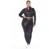 Trackusy Women Sport Sport Skórzanie plus size Trzyczęściowy garnitur joggger strój modny czysty czarny ser serpentyny hurtowy