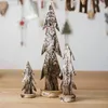 クリスマスの装飾ログミニツリーオーナメントモリスタイル木製フォレストホームデスクトップウィンドウカフェ装飾ディスプレイフェアリーホリデー装飾