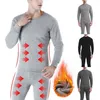 Gym Kleidung Thermobekleidung für Männer Lange Unterhosen Herren Baumwolle Unterwäsche ANZÜGE Rollkragen Winter Tops Hosen 2 STÜCK SET Warmer dicker Samt