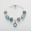 Charm Bracelets VIOVIA 2022 Arrival Beads Of Color Blue Flowers Daisy Design For Original Bracelet Gift Women B20017