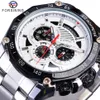 Forsining 2019 Military Silver Clock Series Steampunk Calendar Men Sport Mechanical Automatic Watches Top Brand Luxury244W