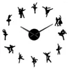 Horloges murales Ballerina Art DIY Grande horloge Big aiguilles sans cadre géant ballet danseur surdimensionné danse filles montre