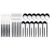 Dinnerware Sets 24pcs Korean Set Stainless Steel Cutlery Steak Knife Fork Coffee Spoon Flatware Bright Light Tableware