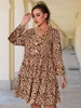 Plus Size Dresses Print 4XL Midi Dress Women's Long Sleeve A Line Elegant Casual Loose 2022 Fall Large Fashion Clothing