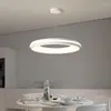 Chandeliers Nordic Geometric Round Living Room LED Modern Bedroom Household Stepless Dimming Children's Lamps Ceiling Light