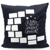 Pillow cover Blank Sublimation Pillows cases black grid woven Polyester heat transfer moon heart cushion covers throw sofa pillowcases