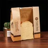 Sacchetto di carta Kraft antiolio classificato per alimenti da forno ecologico stampato personalizzato con finestra in PVC trasparente per biscotti di pagnotta baguette A360