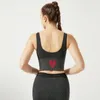Kvinnor leggings passar tvådelar yoga kläder tillbaka hjärta form tryck design trackdräkt väst och byxor hög midja skinkel lyft elastisk kraft sport slitage slitage slitage