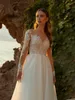 Elegant a-line br￶llopskl￤nningar transparenta ￤rmar med paljetter s￶kande blixtl￥s tulle domstol kl￤nning kl￤nning skr￤ddarsydd plus storlek brudkl￤nning vestidos de novia